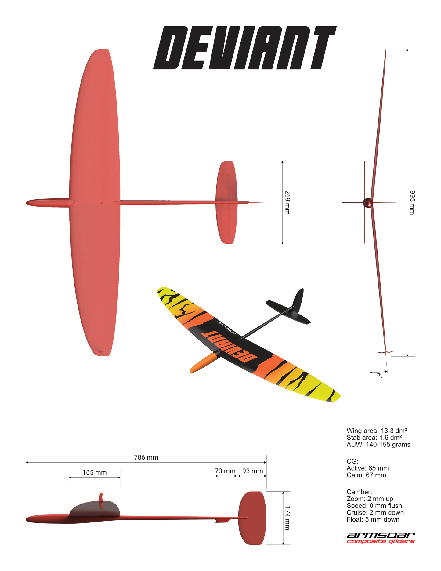 Deviant 1m one-piece wing DLG